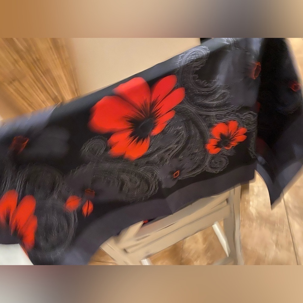 Marco Corsari Poppies Italian Scarf 30” square 100% polyester made in Italy - Picture 4 of 7